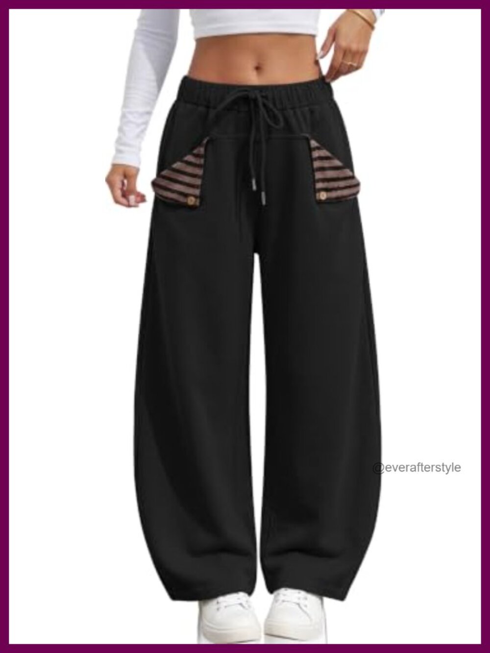 Barrel Sweatpants Wide Leg Plaid Pocket Baggy Lounge Pants Loose Fit